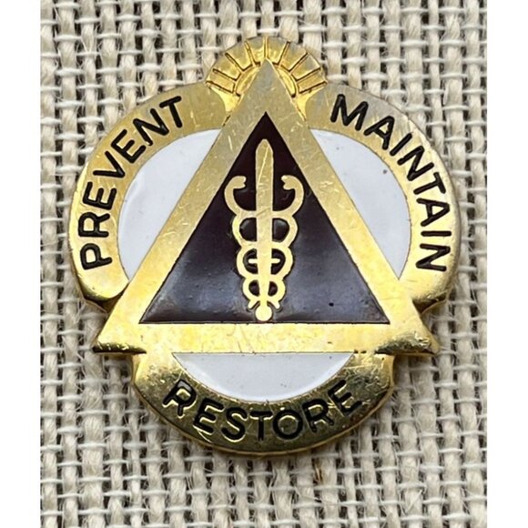 US Army Pin Fort Riley Dental Activity Unit Crest Vintage DENTAC DUI Prevent - Picture 5 of 6